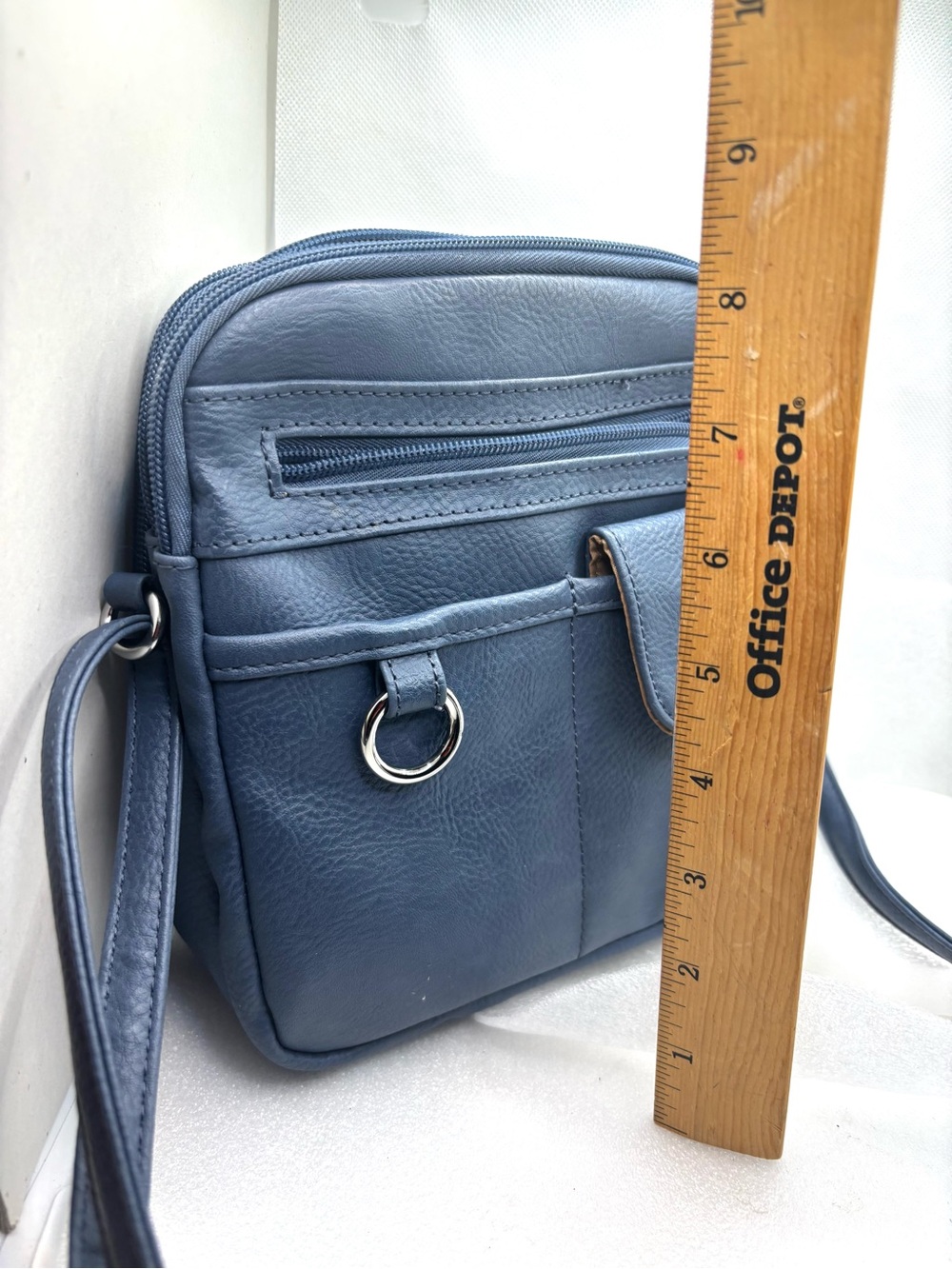 MultiSac North South Zip Around Crossbody Bag Indigo Blue Faux Leather - Picture 11 of 12